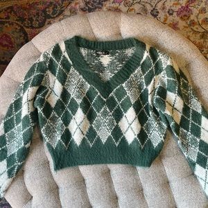 Shein Cropped Green Sweater